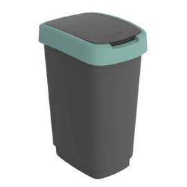 Rotho Twist Bin 25 L with Lid, Plastic, Turquoise/Charcoal