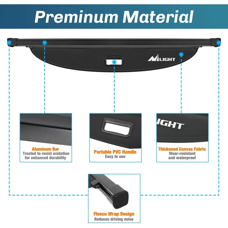 Nilight Retractable Trunk Cargo Cover for Hyundai Tucson 2021-2024