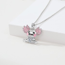 Fryneauy Cute Animal Necklace for Lovers S925 Sterling Silver Couple Pendant I Love You Forever Animal Necklace Jewellery Gift for Women, Sterling Silver, No Gemstone