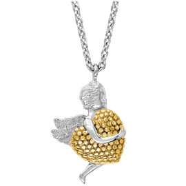 Engelsrufer Women's Angel Necklace Made of Sterling Silver Two-Tone Lobster Clasp Adjustable Length Nickel-Free, Sterling Silver, No Gemstone