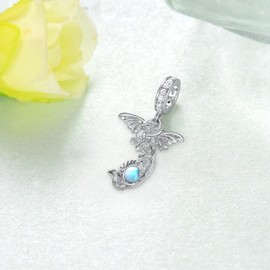 SCZKLAQ Dragon Charms 925 Sterling Silver Dragon Charms for Bracelet Moonstone Dragon Jewelry for Women Dragons Gifts