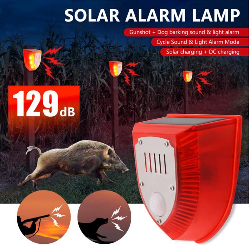 DINOWIN Solar Alarm Light, Waterproof PIR Motion Sensor Alarm 129