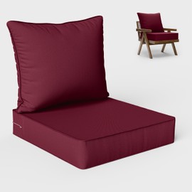 Kimunuk Outdoor Seat Cushion Set 22 L X 24 W X 4 H Inch Waterproof & Fade Resistant Patio Furniture Cushions with Removable Cover with Non-Slip Pads and Straps for Sofa Chairs, Chairs