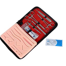 Suture Practice Kit for Medical and Vet Students, Complete Real Skin Feel Open Surgical Complete Suture Training Set Silicone suturing pad Practice kit Model for Medical Student