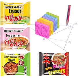 XANADU Food Erasers for Kids - Ramen Noodle Eraser 8 pcs - Cute Cool for Student and Teacher