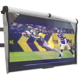 Outdoor TV Cover 48, 49, 50 inch - WITH FRONT FLAP - Weatherproof, Waterproof protection, Soft Interior, With Bottom cover - Gray