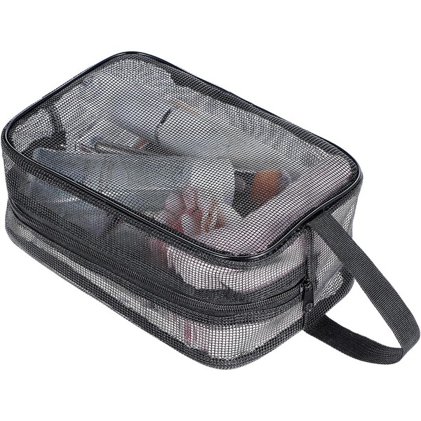 Shower Bag, Portable Mesh Shower Caddy Bag Black Gym Toiletry