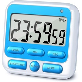 Digital Kitchen Timer with Mute/Loud Alarm, Count Up/Down, 24 Hour Clock and Alarm Function for Kids Teacher Cooking (Blue)