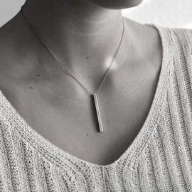 Dolceoro ALIS VOLAT PROPRIIS - Inspirational Mantra Necklace Vertical Bar Pendant - 316L Surgical Stainless Steel