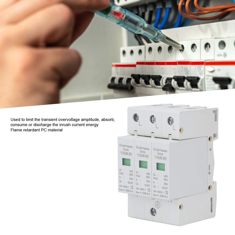 3P Surge Protective Device Flame Retardant PC Material Voltage Protection