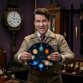 speecheese Planets of the Solar System Wall Clock Aluminium for Children Learning Clock for Children's Room with Beautiful Universe Space to Show Children the Galaxy