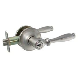 Designers Impressions Villa Design Satin Nickel Entry Door Lever with Kwikset Keyway (Front & Back Doors) Not Keyed Alike - Individually Keyed