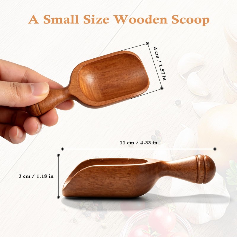 Komforbaa 3PCS Wooden Coffee Scoop, Natural Mini Measuring Spoon for