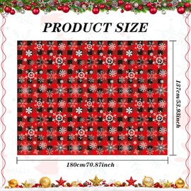 3 Pieces Christmas Buffalo Plaid Plastic Table Covers, Red Black Snowflake Checkered Plastic Table Cover Disposable Xmas Table Cloth for Picnic Camping Holiday Party Table Decoration, 51 x 71 Inch