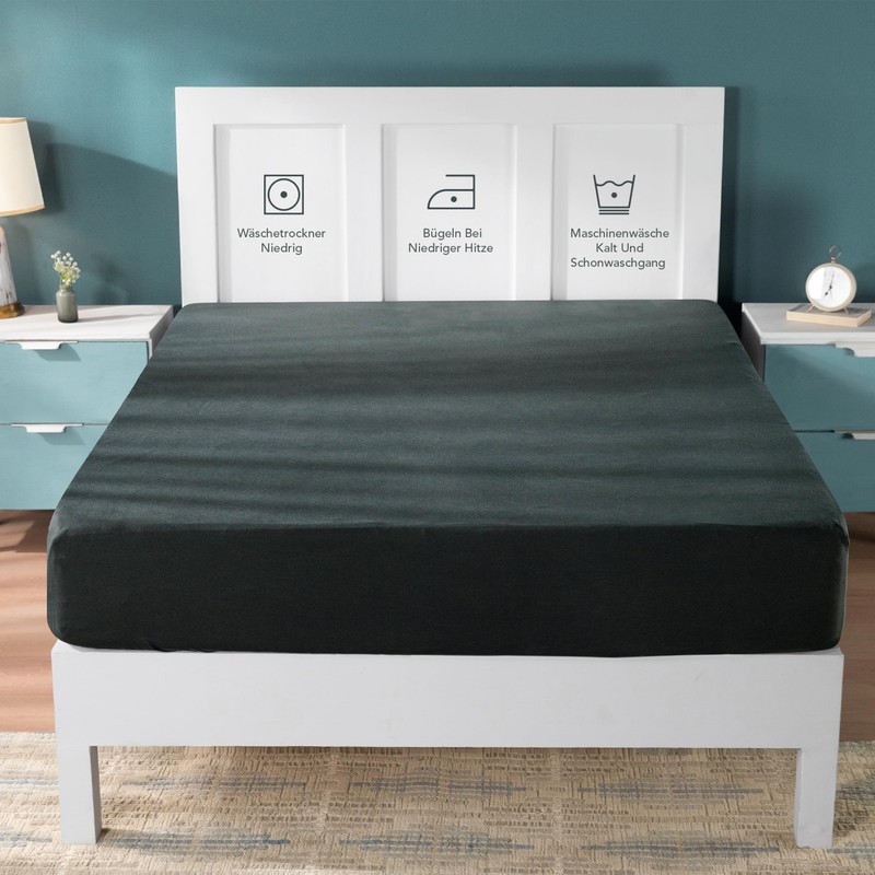 Utopia Bedding Jersey Fitted Sheet, Anthracite, 160 x 200 cm