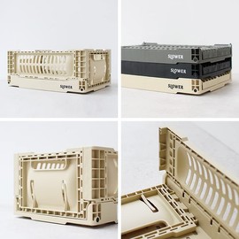 SLOWER SLW157 FOLDING CONTAINER Bask Storage Case, Folding, Container Box, Stacking, Storage Box, Sand, S Size