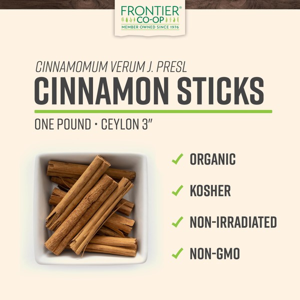 Frontier Co-op Organic Fair Trade Ceylon Cinnamon Sticks 3" 1lb