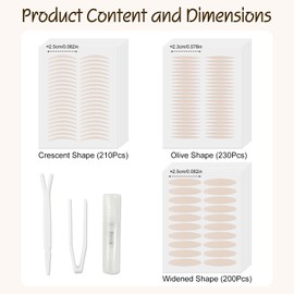 Eyelid Lift Strips Set 640Pcs Breathable Eyelid Tape for Heavy Hooded & Droopy Lids Glue-Free Mesh Eye Lid Lift for Hooded Eyes