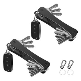 AXKYPRO Key Organizer,Key Holder For Keychain,Compact Key Organizer,Key Ring for Car Fobs,Minimalist Keychains (Up to 8 Keys, Black 2-Pack)