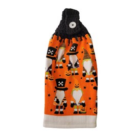 Crochet Top Kitchen Towel Trick or Treating Gnomes Orange & Black