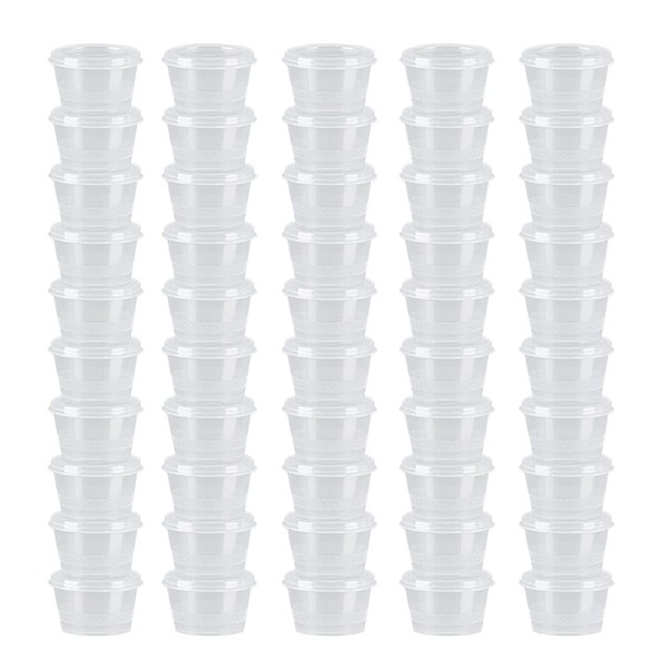 MIUPOO Plastic Souffle Cups,Disposable Clear Leak Proof Sauce Cup With