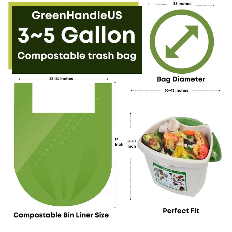 Green Handle US BPI certified 3 Gallon 1.00 Mil =