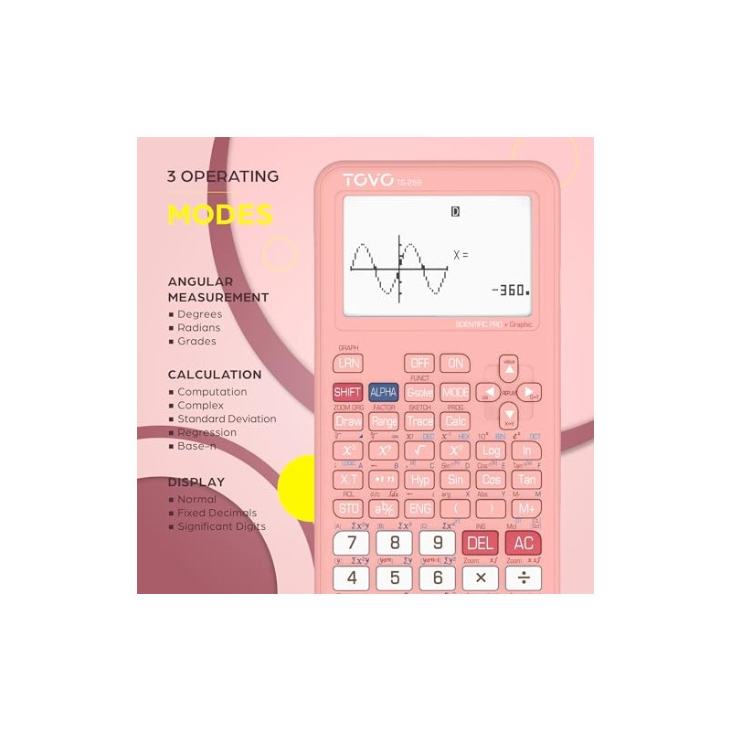 Calculadora científica TOVO con funciones gráficas, múltiples modos, 360 funciones,