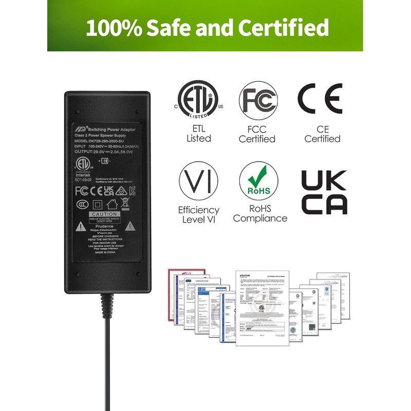 Lonnky 29V 2A AC/DC Power Supply for Recliner Lift Chairs