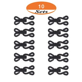 10 Sets Fabric Covered Hook and Eye Closures Bra Fasteners Black Sew on Fur/Coat Fastenings (30mm)