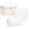 PAZIMIIK 3PCS Makeup Bag SET Large Travel Quilted Zipper Soft