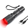 METII Red Flashlight Rechargeable, High/Low Red Light & White Light