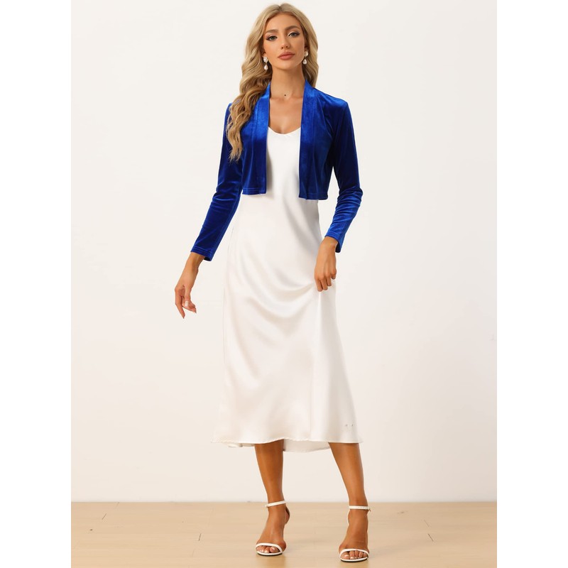 Allegra K Velvet Shrug for Women Long Sleeve Open Front