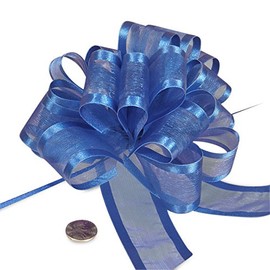 Royal Blue Sheer Pull Bow with Satin Edges 4" | Quantity: 12 Width 5/8"