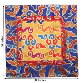 DharmaObjects Tibetan Cloud Silk Brocade Table Runner/Shrine Cover/Altar Cloth/Table Cover (34 X 34 Inches)