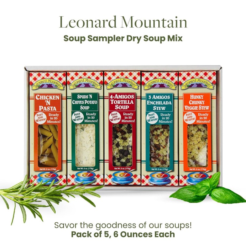 Leonard Mountain Soup Sampler Dry Soup Mix, 5 count
