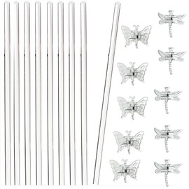 30Pcs Acrylic Plant Stakes Garden Single Stem Plant Support Stakes Clear Orchid Stakes and 30Pcs Clips Plant Support Sticks Clear Dragonfly Orchid Clip for Indoor and Outdoor Plants, Flowers, Tomatoes