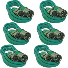 YOVUS 6 GREEN 10 ft foot XLR male to female shielded mic microphone extension cable