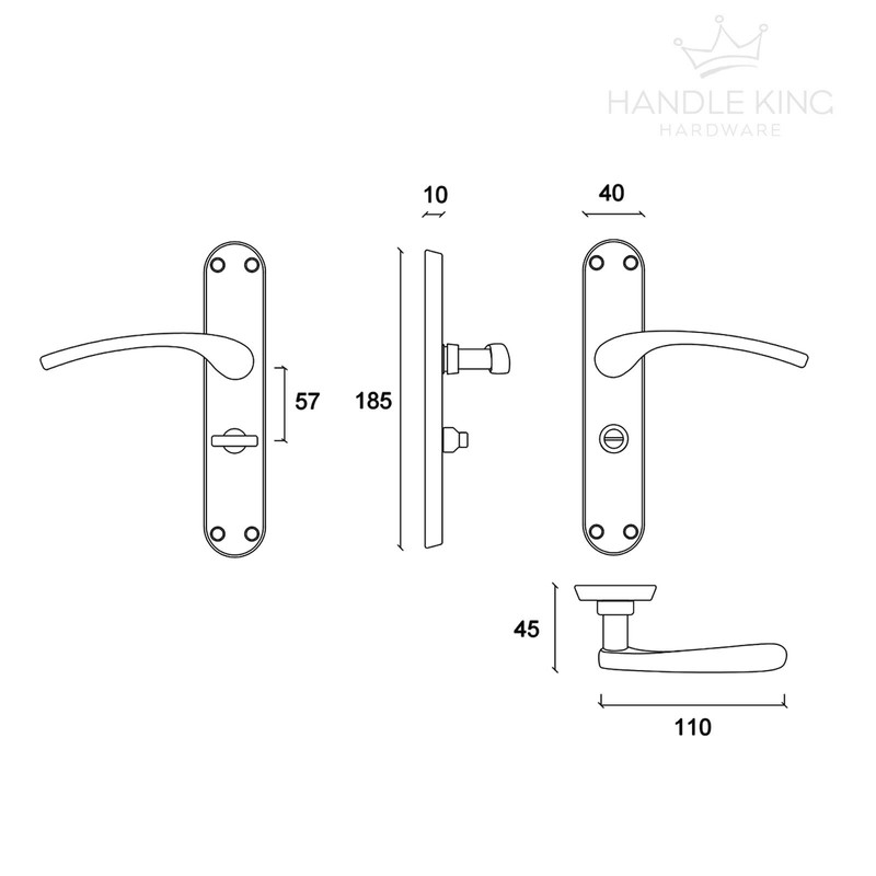 Polished Chrome Door Handles on Backplate - Lever on Bathroom