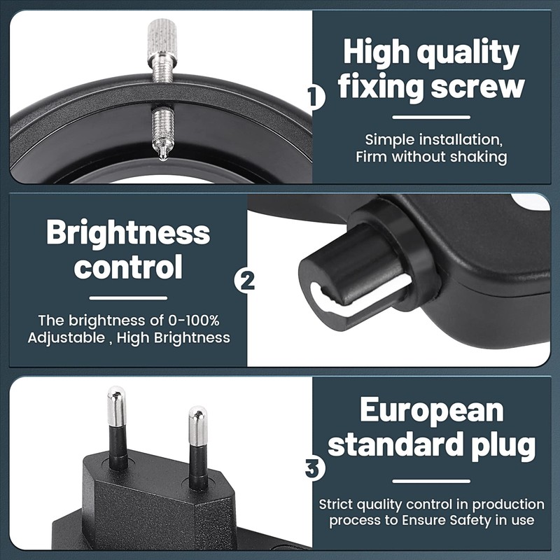 Tiamu 144 LED Industrial Microscope Camera Ring Light, Stereo Microscope
