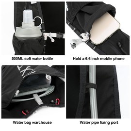 INOXTO Running Hydration Vest Backpack,Lightweight Insulated Pack with 1.5L Water Bladder Bag Daypack for Hiking Trail Running Cycling Race Marathon for Women Men (588black)