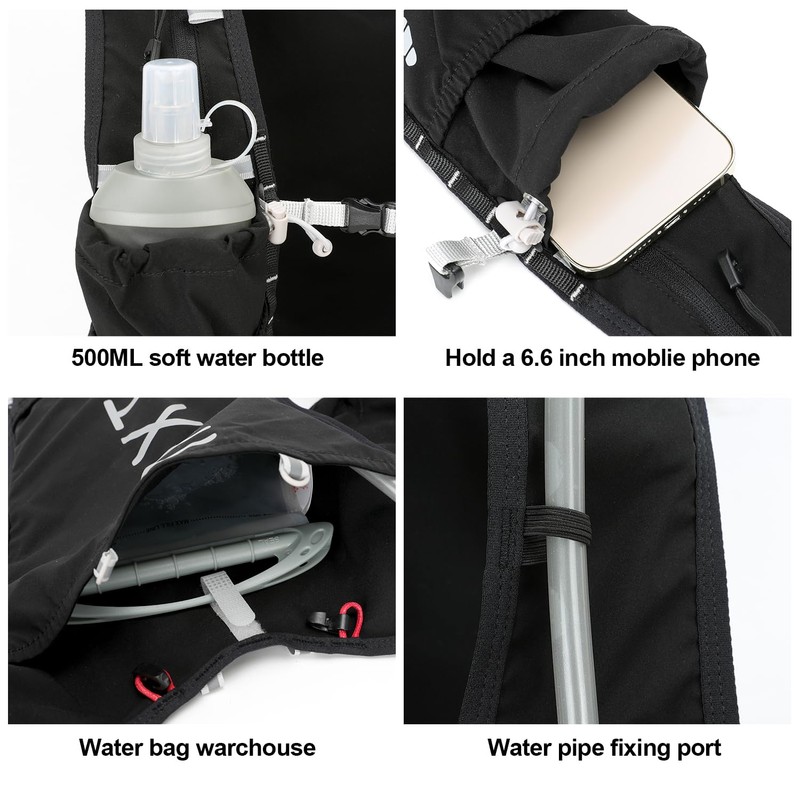 INOXTO Running Hydration Vest Backpack,Lightweight Insulated Pack with 1.5L Water