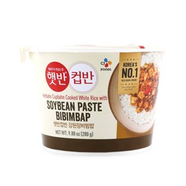 CJ Hetbahn Cupbahn Cooked White Rice with Soybean Paste Bibimbap 9.88oz (280g) (Pack of 12)