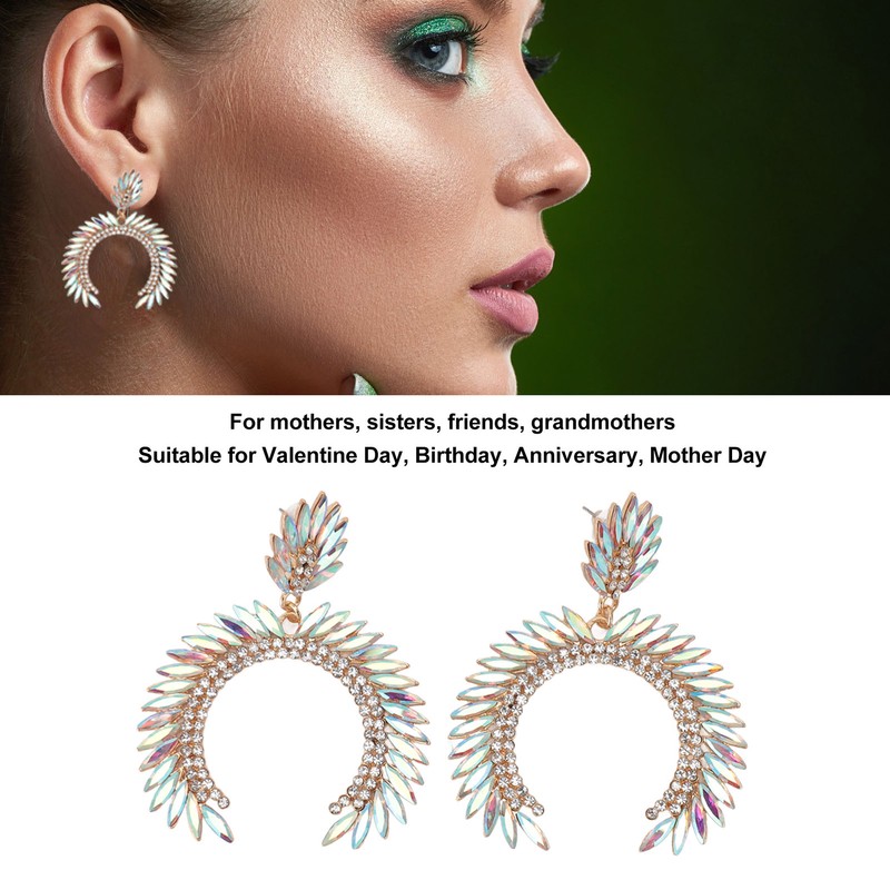 Marquise Flower Teardrop Earrings KC Gold Glittering Semicircle Teardrop Dangle