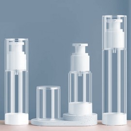 Portable Airless Vacuum Pump Dispenser for Essence, Cream, Lotion, Shampoo - Travel Cosmetic Container 15ml Bottle 7ea