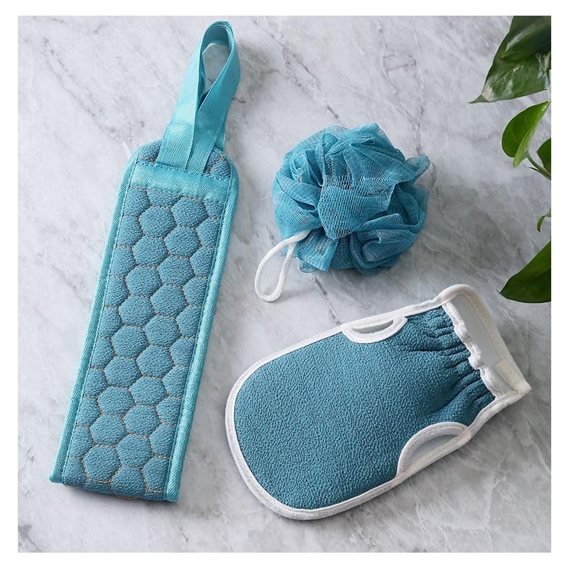 Plus Nao Akasuri 3-Piece Set, Scouring Gloves, Scrubbing Mittens, Body
