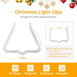 C7 C9 Christmas Lights Clips, 200 Count Holiday Outdoor Light Clips, Shatterproof Shingle and Gutter Clips for E12, E17 Socket Lights, Rope Lights, Roofline Fence Eave Railing Mantel Christmas Trees