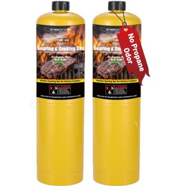 KookCook 14.1oz MAPP Gas 2 Packs Kit 99.99% High Purity Equal to MAPP Gas Hotter than Propane No Odor Cooking Searing Camping Gas to Broil Sous Vide for Welding Brazing Soldering Propane Torch Head