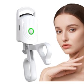 Heated Eyelash Curlers Electric Eyelash Curler USB Rechargeable Eyelash Curlers Natural Curling for Long Lasting Eye Lashes Women Makeup Tools Gift (White)