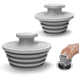 Tapones de Drenaje para bañera – 2 Tapones universales de Silicona para Ducha y Fregadero, baño y desagüe de Ducha, fácil instalación, Gris Claro