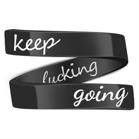 Kucheed Inspirational Rings for Women Men, Stainless Steel Thumb Ring with Engraving, Spiral Wrap Ring in US Size 8-9, Personality Finger Ring as Birthday Gift, Non-precious metal, Crystal